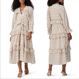 Hofmann Copenhagen Berenice Ruffle Frilled Tiered Long Sleeve Lip Print Dress 4